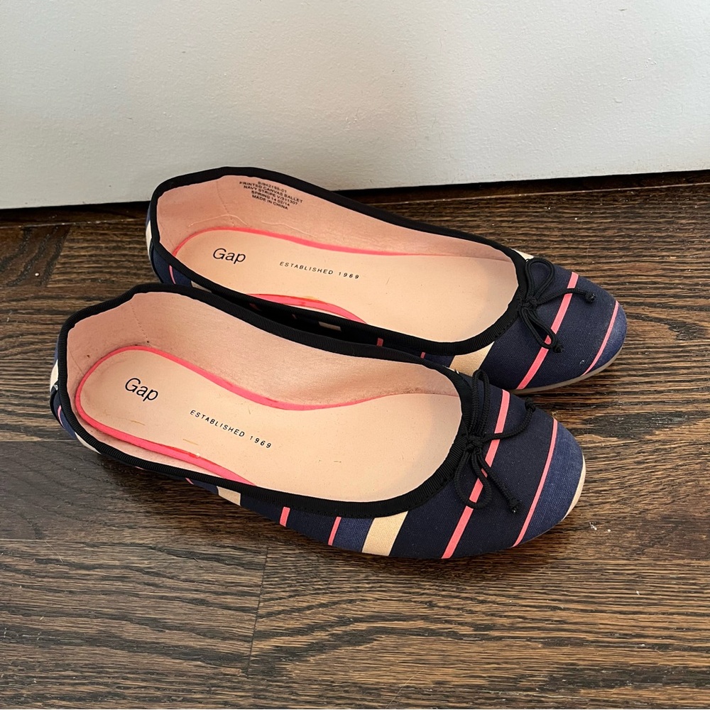 NEW! GAP Blue and Pink striped Ballet Flats